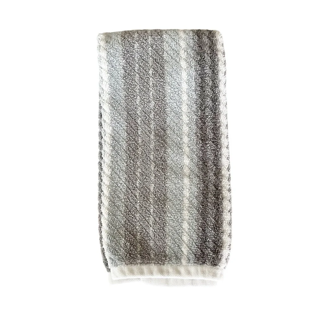 Bamboo Bathroom Hand Towels | One Hand Towels 1 Wash Cloth Striped Textured Gray